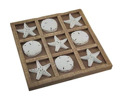 China Family Fun Party Game Favor 9 Inch Tic Tac Toe Game Board Cooperative Starfish and Seashells for sale