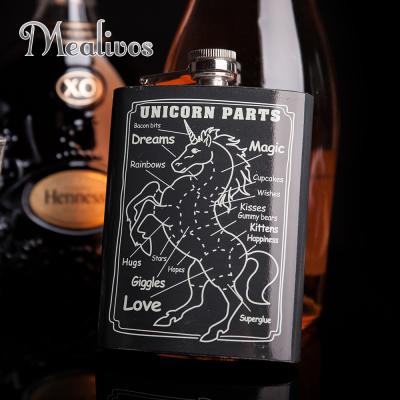 China Mealivos Fashion Unicorn 8 Ounce 304 Stainless Steel Wine Bottle Utensils Alcohol Wine Whiskey Bottle Gift Hip Flask Modern for sale