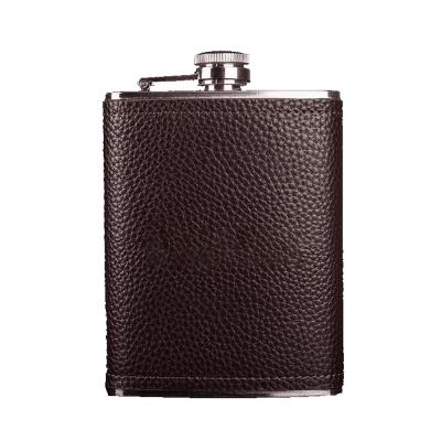 China Mealivos Modern Brown 8 Ounce Stainless Steel Hip Flask Whiskey Flask Liquor Bottle Vodka Whiskey Bottle Groomsmen Gift for sale