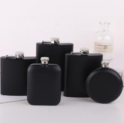 China Small Scandinavian Stainless Steel Hip Flask Spray Paint Matte Black 5 Ounces To 8 Square Portable Hip Flask Outdoor Portable for sale