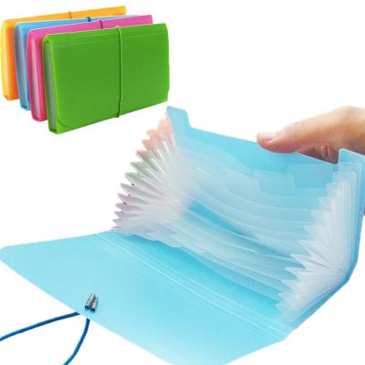 China New Design A6 Twine PP Folder Multilayer File Storage Bag Custom Waterproof Elastic Plastic Organ Bag for sale