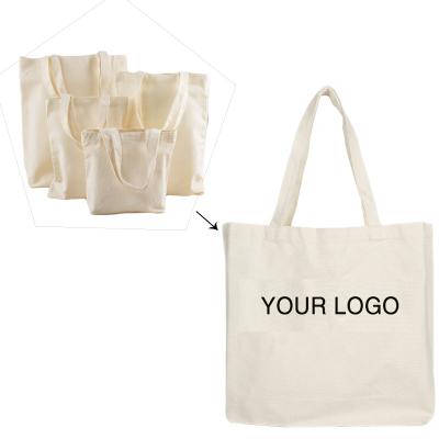 China Fashion White Cotton Canvas Bag Eco - Friendly Custom Advertising Canvas Shopping Students Tote Bags for sale