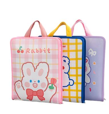 China Cute Cartoon Canvas Kids Girl Bag Art Reactive Paper Book Carrier Storage Zippered Stationery Bag for sale