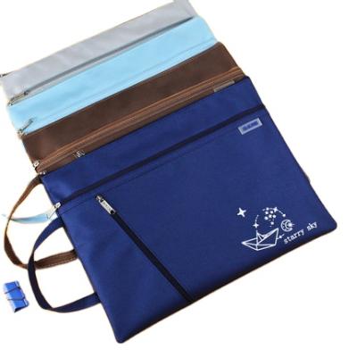 China Office School Folder Bags Custom Fashion 3 Layers Storage Folders Bag Canvas Zipper Collection Storage Folder Handbag for sale