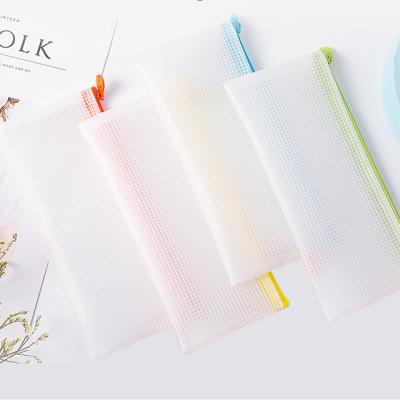 China Schools & Simple Offices Mesh Zippered Transparent Pencil Case Large Capacity And Customizable Waterproof PVC Student Stationery Storage Bag for sale