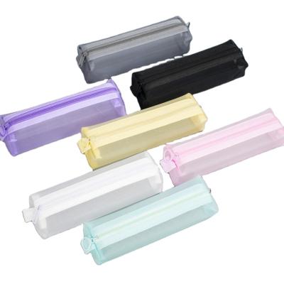 China Schools & Offices Factory Direct Sale Small Mesh Zipper Students Waterproof Transparent Pencil Bags for sale