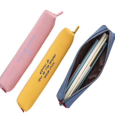 China Schools & Pen Bag Large Capacity Students Smart Pencil Case Solid Canvas Offices Lovely For School for sale