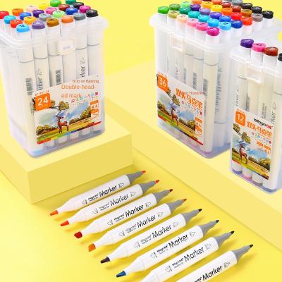 China Factory direct supply pp oil art painting pen wholesale color marker pen children's set student double headed pen for sale