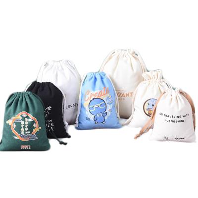 China Digital Printed Cotton Exquisite Drawstring Storage Canvas Drawstring Bag Pouch Gift Rope Handle Package for sale