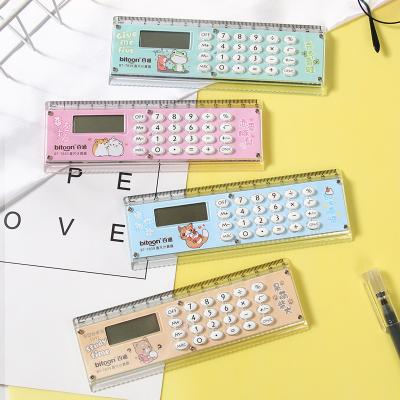 China Ruler Calculator Cartoon Student Supplies Learning Stationery Plastic Ruler Mini Electronic Gift Calculator for sale