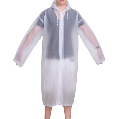 China Bachelorette Rainwear Portable Clear Plastic Adults Peva Raincoat With Hoods And Sleeves for sale