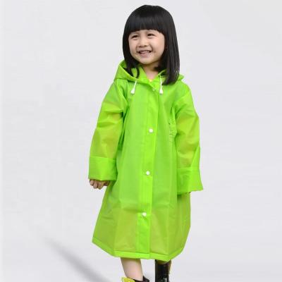 China Bachelor Raincoats Customize Pattern Reusable Kids Tour Camp Hiking Emergency Eva Hooded Overall Non-Toxic Material Kids Raincoat Long for sale