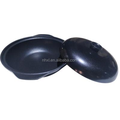 China Sustainable Customized Restaurant Cookware Black Hot Pot Die Casting Aluminum Casserole for sale