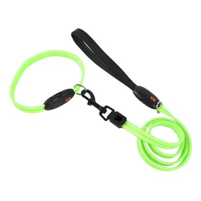 China Led Lights Lit Rechargeable Custom Logo Silicone Recycled Pet Dog Leashes Collar for sale