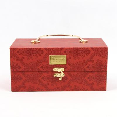 China Recycled Materials Custom Red Luxury Candle Essential Oil Fragrance Packaging Box with Metal Latch Durable for sale