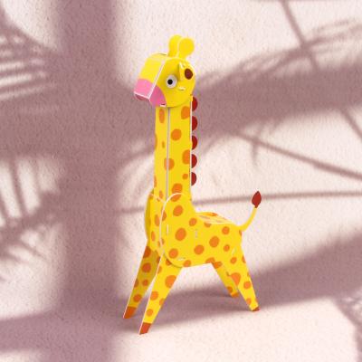 China Paper+KT board Custom 3D Giraffe Shape Puzzle Educational Kids Paper Jigsaw Puzzles Brain Training Non-toxic for sale