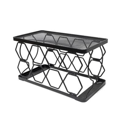 China Amazon hotsell desktop black color metal wine rack viable display rack for home kitchen for sale