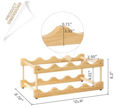 China Other Countertop Storage 8 Bottles Wooden Wine Rack Racks Wine Storage Rack For Home Decor for sale