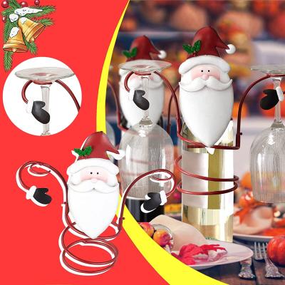 China Creative Christmas Decoration Metal Wine Glass Rack Home Decor Home Decor Metal Wine Glass Hanging Rack for sale