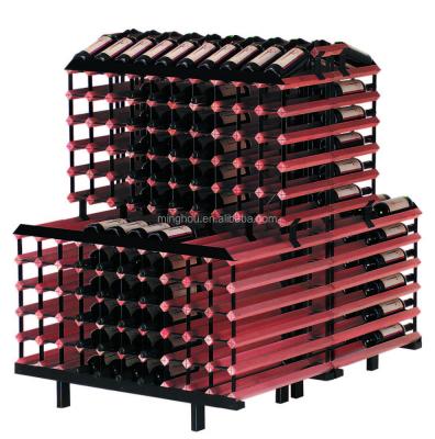 China MINGHOU 460 Viable Bottles Tall Wine Rack Storage Cellar Wood Commercial Used Solid Wood Wine Cabinets For Sale for sale