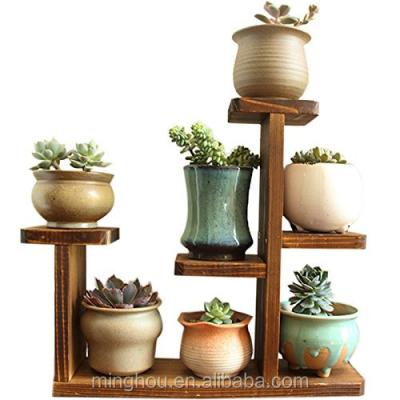 China Viable Planter Wooden Table Decorative Stand Plant Flower Pot Holder Desk Shelf for Home Office for sale