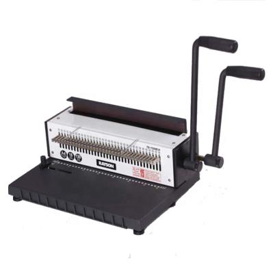 China Combined Iron Ring Binding Machine 34 Handle Manual Double Coil Spiral Square Hole Punch 465X260X360mm for sale