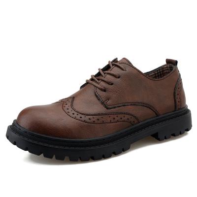 China New rubber men's casual leather shoes step up soft bottom comfortable fashion around leather shoes for sale