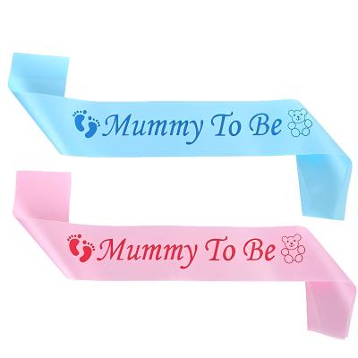 China Sash Decorations - Ployster Baby Shower Party Mum To Be Sash With Footprint Bear Mama Party Decoration Party Supplier New Bow Sash for sale