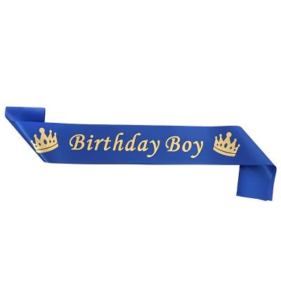 China Ployster Birthday Boy Satin Sash Badge for Kids Girl Queen Glitter Letter Bow Sash Party Supplies Decoration Favors Gifts for sale