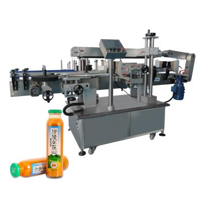 China Food Master Packing Full Automatic Flat Bottle Labeling Machine Pet Side Bottle Labeler Double Labeling Machine for sale