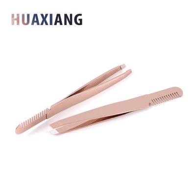 China Eyebrow Rose Gold Eyelash Comb Eyebrow Tweezers High Quality Private Label for sale