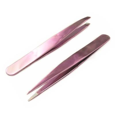 China 2pcs Eyebrow Tweezers Pack Set Makeup Tool Stainless Steel Tweezers For Removing Ingrown Hair for sale