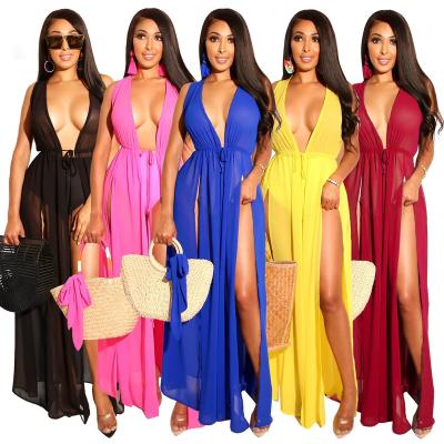 China Fashion Antibacterial Ladies TaoYan Blouses Women's Sexy Solid Cardigan Chiffon Dress and Long Coat Cape Sun Beach Wear Dress for sale