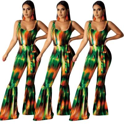 China QUICK DRY Women's TaoYan Printed Sexy Rocket Success Pants Jumpsuit With Belt for sale