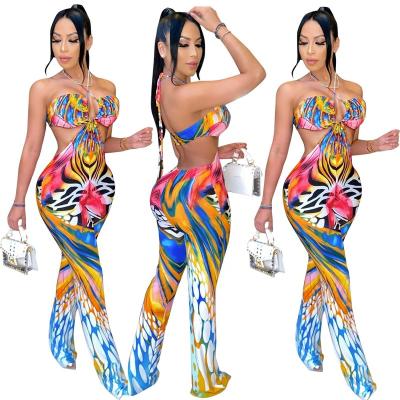 China TaoYan QUICK DRY Women Halter Sexy Printing One Piece Jumpsuit for sale