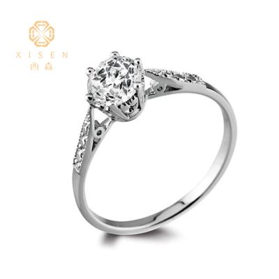 China Romantic New Design Round Diamond Jewelry 9k/14k/18k High Quality White Gold 0.6 Carat Diamond Rings Lab Developed for sale