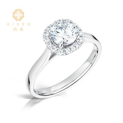 China Lab Created White Gold Romantic Diamond Jewelry Custom Of Round Shape HPHT Diamond Engagement Ring 18K for sale