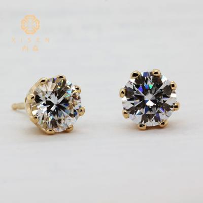 China Bureau / Quarry Yellow Gold Luxury Xisen Diamond Jewelry HPHT Lab Developed Brilliant Round Cut Dangle Earrings On Sale for sale