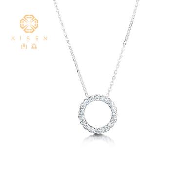 China Trendy Small Fine White Gold 2mm HPHT Diamond Necklaces Circle Pendant Wholesale 18K Jewelry Lab Developed Price for sale