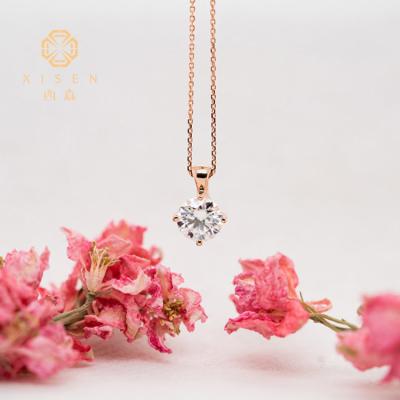 China Good Fashionable Price High Polishing HPHT Loose Diamonds Rose Gold 14k/18k Round Pending Shape Necklace Chains for sale