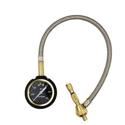 China Auto Car Tire Pressure Gauge With Hose , 60psi Dial Tire Gauge With Hose for sale