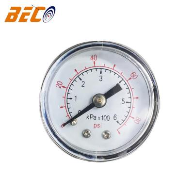 China Beco Factory 90 PSI Plastic Case Vacuum Plastic Direct Back Mount 600 KPa General Pressure Gauge for sale