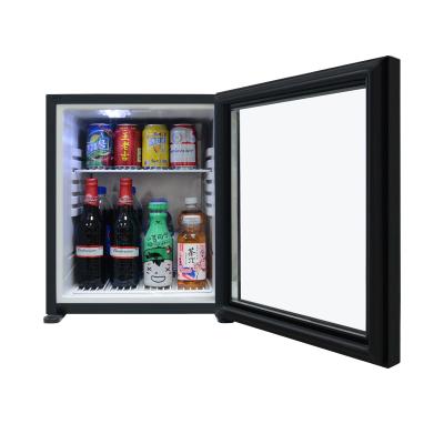 China ORBITA 40liter Mini Absorption Hotel Refrigerator , Black Glass Door Hotel Mini Bar Fridge MB-40 for sale