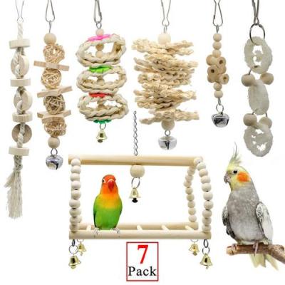 China Wooden Parrot Viable Toy Bird MAHOO Swing Chewing Wall Clock Birdcage Parrot Bird Pet Supplies for sale