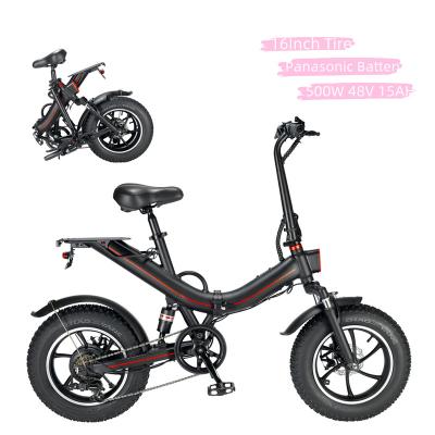 China US EU Warehouse Aluminum Alloy E-Bikes 16 Inch Solid Tire Tire Air Suspension Fat Bike 48V 500W Electric Mountain Electric Bicycle for sale