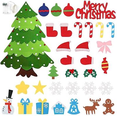 China DIY 3.3ft Environmentally Friendly Polyester Felt Christmas Tree, with 32 Ornaments and 50 LED Strings, Kids Wall Tree Christmas Ornament (Style for sale