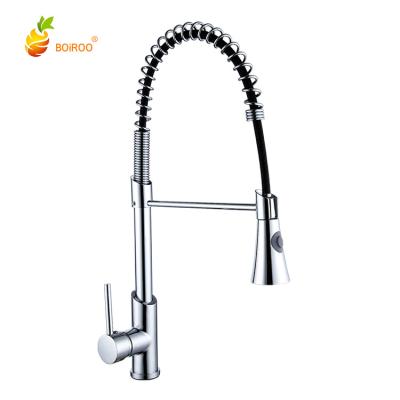 China Hot Sense Faucets BOiROO Brass Pull Out Spring Faucet Kitchen Selling Modern 360 Degree Swivel Hot And Cold Mixing Sink Faucet for sale