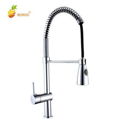 China BOiROO Sense Faucets Stainless Steel 360 Degree Stretch Single Hole Single Hole Handle Spring Luxury Brass Kitchen Sink Faucet for sale