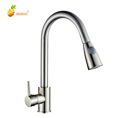 China BOiROO Metered Faucets Brass Chrome Plated Large Bend Extend Kitchen Sink Faucet Stainless Steel Hot And Cold Water for sale