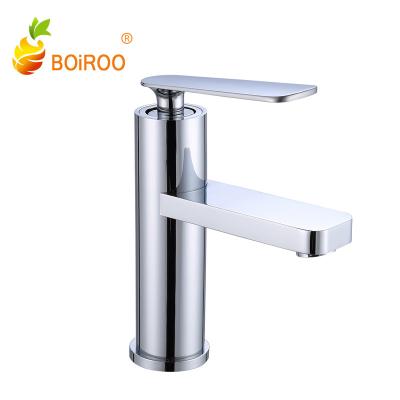 China Hot Sale BOiROO Faucets One Hole Brass Single Handle Round Body Wash Basin Metered Electroplating Minimalist Faucet for sale